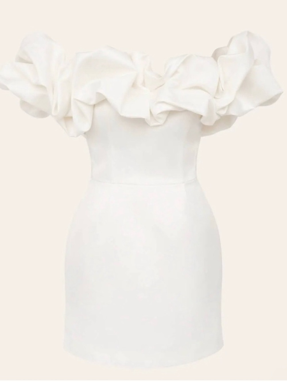 Meringue White Off-Shoulder Ruffle Mini Dress